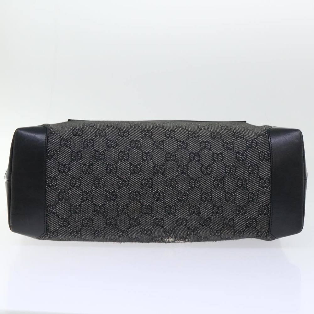 GUCCI GG Canvas Tote Bag Canvas Leather Black Auth 53674 - Picture 6 of 16